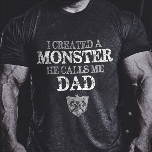 MONSTER DAD letter print men's casual tees designer