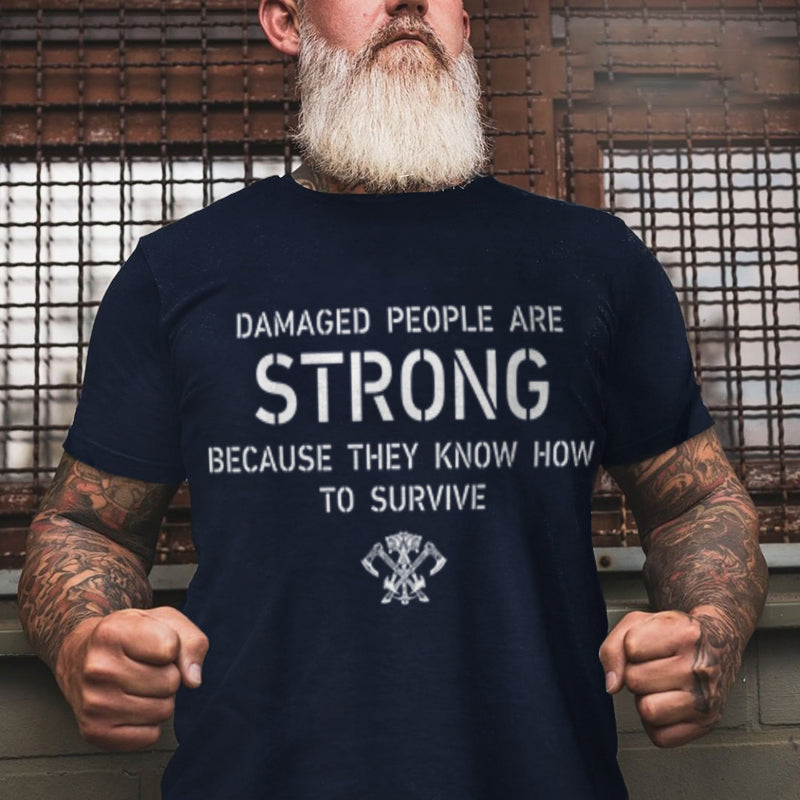 Vikings Damaged People Are Strong Printed Men's T-shirt