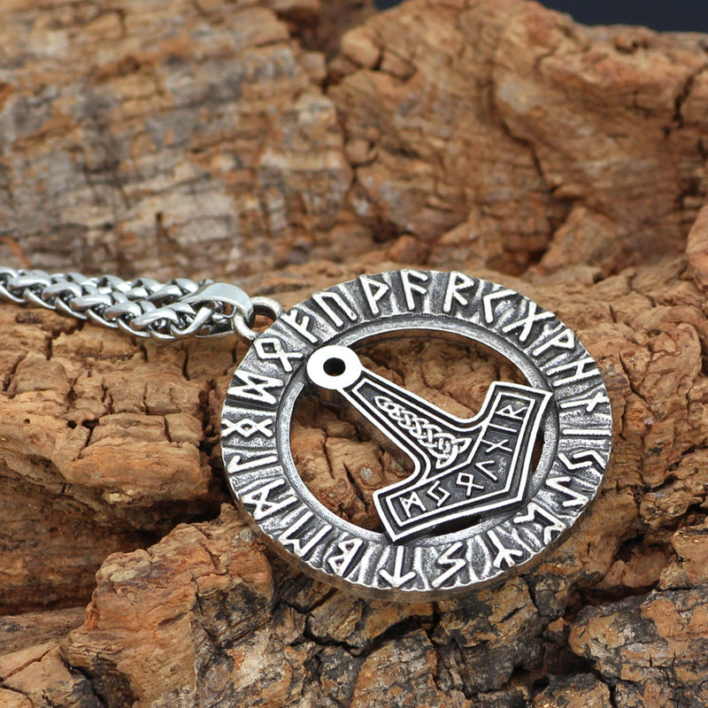 Viking Vintage Thor Hammer Rune Necklace