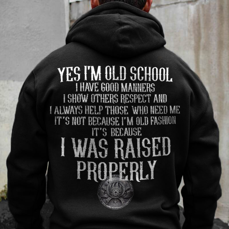 Vikings Yes I'm Ole School Printed Men's Hoodie