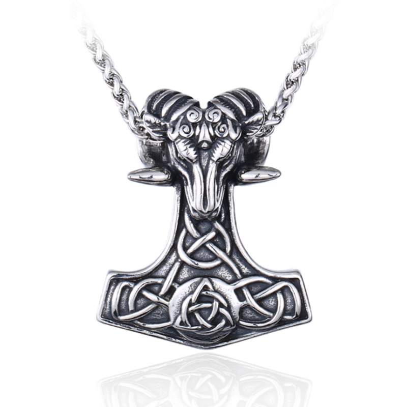 Vintage Viking Celtic Knot Sheep Head Pendant