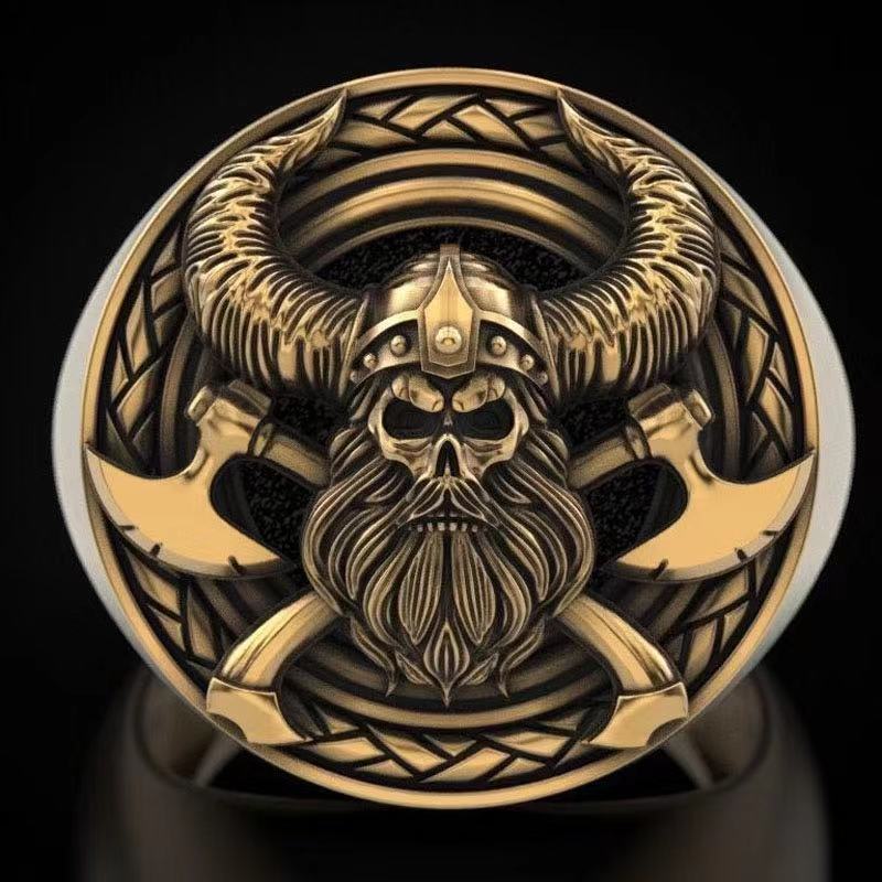 Viking Skull Men's Ring Punk Hand Jewelry