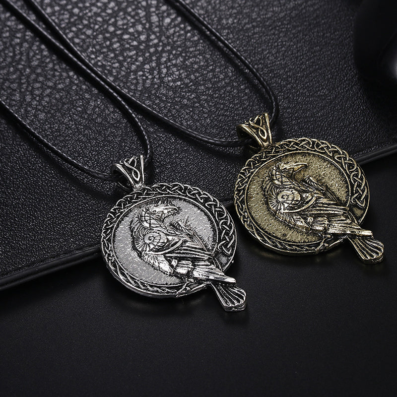 Men's Viking Crow Pendant Vintage Necklace