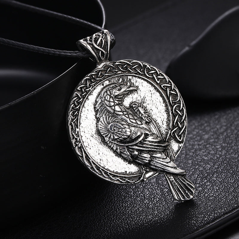 Men's Viking Crow Pendant Vintage Necklace