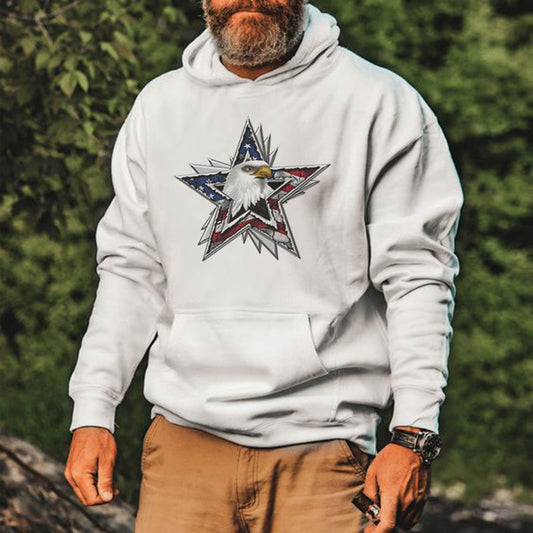 Fashion Eagle Star Leisure Printed Men's Hoodie