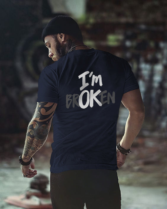 I'm Broken Men's Fun Monogram T-shirt