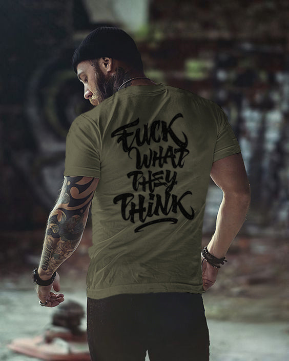 WHAT THEY THINK print Round neck men's T-shirt