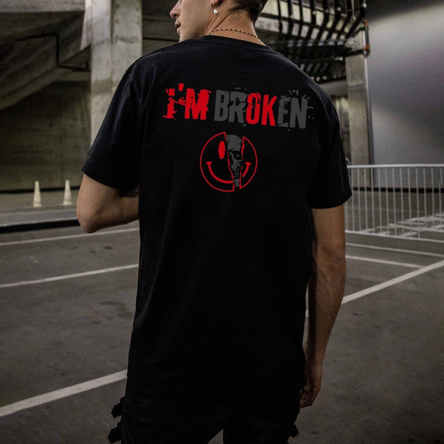 Vintage I'm Broken Skull Men's Monogram T-shirt