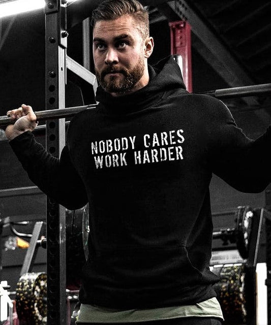 Nobody Cares Work Harder Printed Casual Hoodie