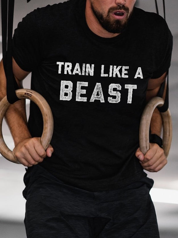 Train Like A Beast Print Men's T-shirt