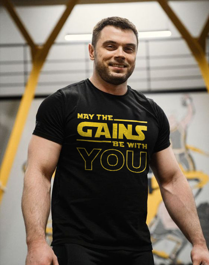 May The Gains Be With You Printed Men's T-shirt