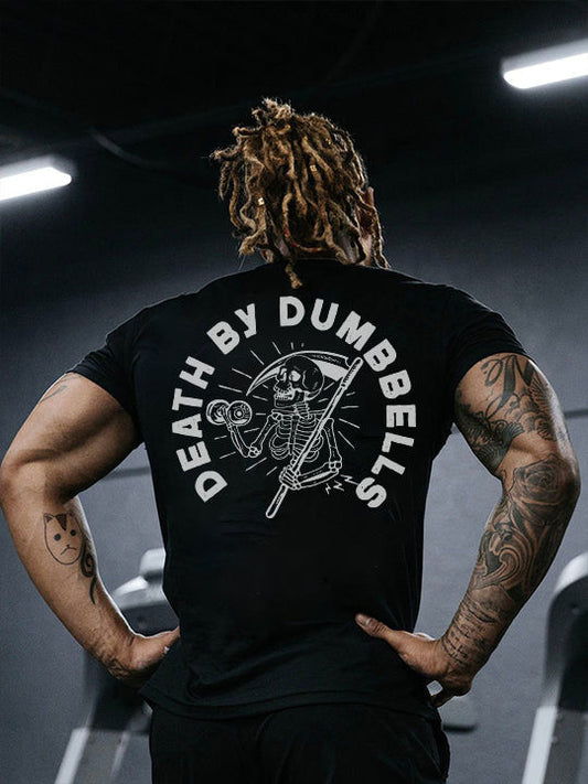 Death By Dumbbells Skull Printed Men's T-shirt