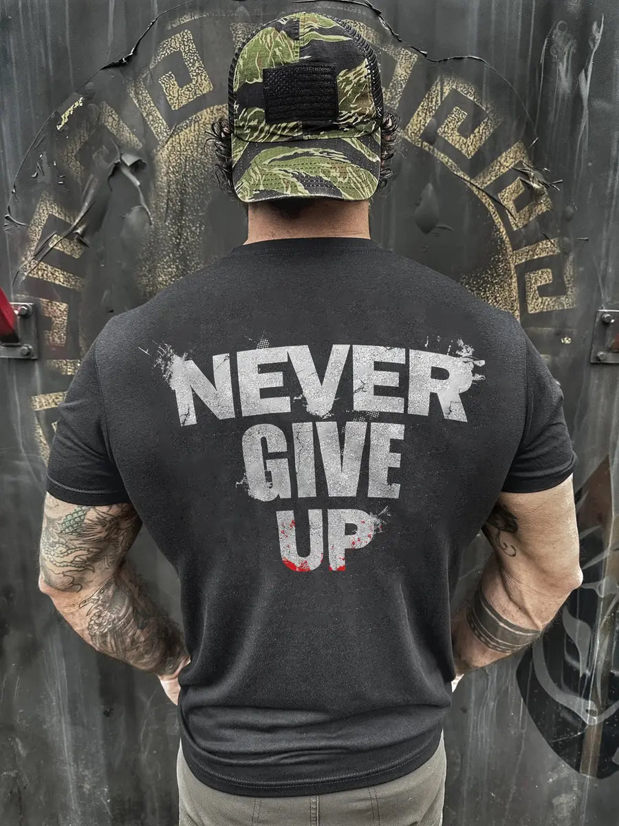 Never give up  Print Men's T-shirt