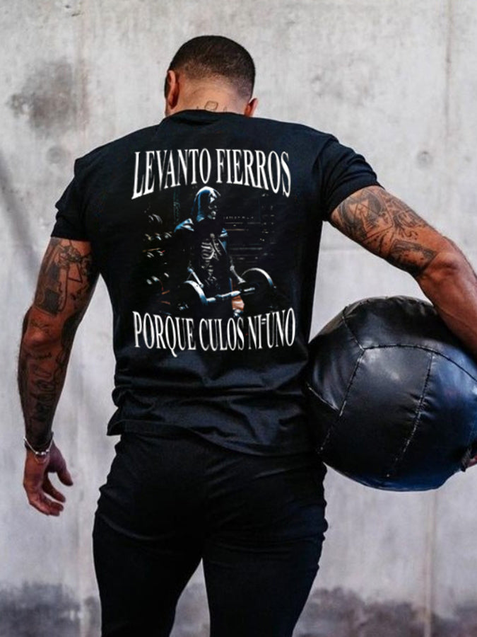 Levanto Fierros Porque Culos Ni Uno Printed Men's T-shirt