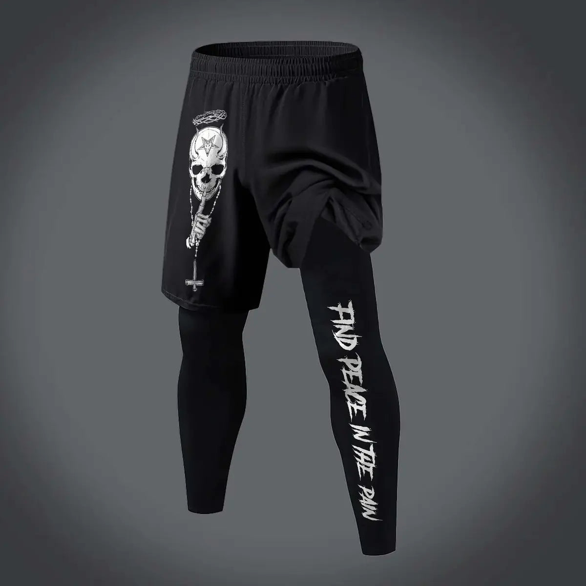 Find Peace In The Pain Printed Men's All-In-One Fitness Leggings