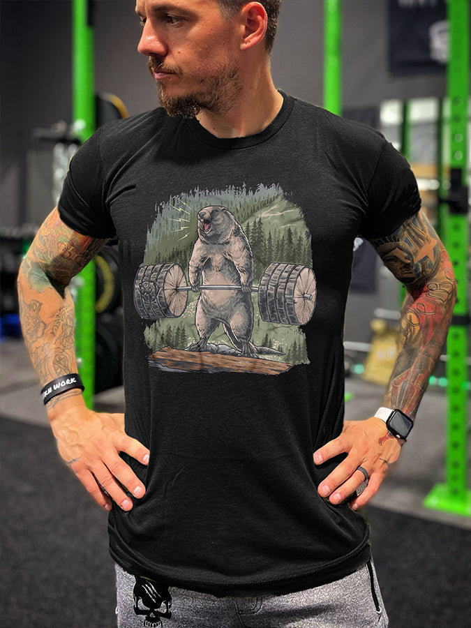 Deadlifting Marmot Printed Men's T-shirt