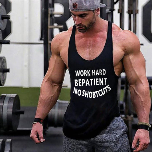 Work Hard Be Patient Printed Men's Tank Top