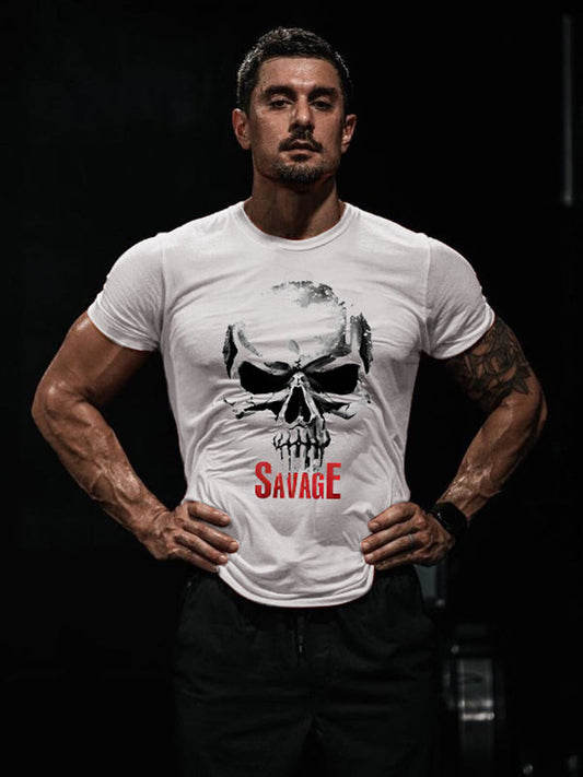 Savage Skeleton Printed Men's T-shirt