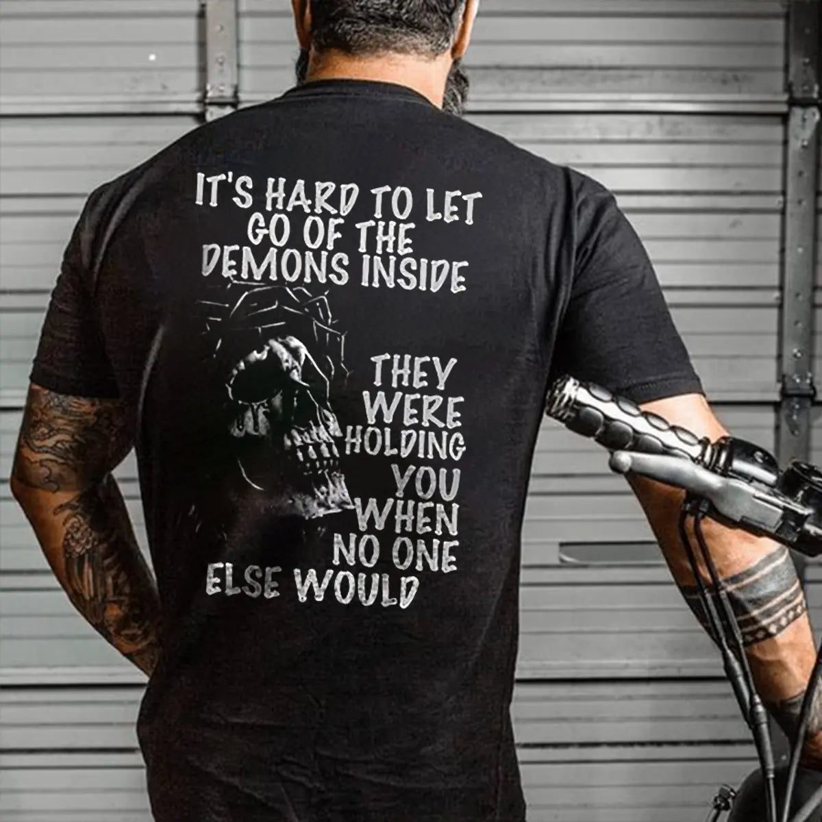 Viking It's Hard To Let Go Of The Demons Inside Printed Men's T-shirt