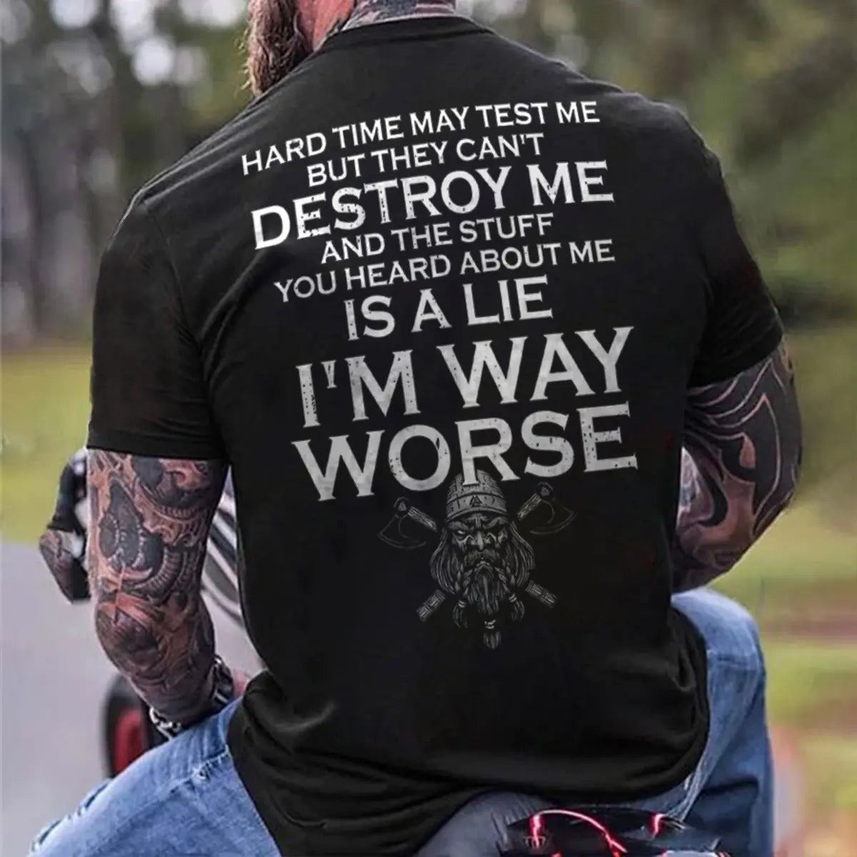 Viking Hard Time May Test Me But They Can't Destroy Me Printed Men's T-shirt