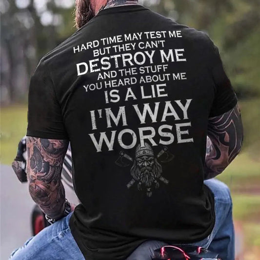 Viking Hard Time May Test Me But They Can't Destroy Me Printed Men's T-shirt