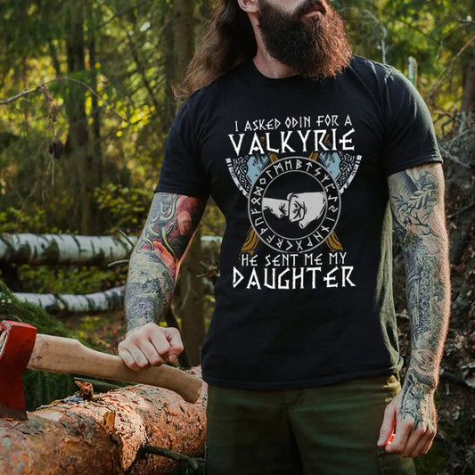 Viking I Asked Odin For A Valkyrie Printed Men's T-shirt