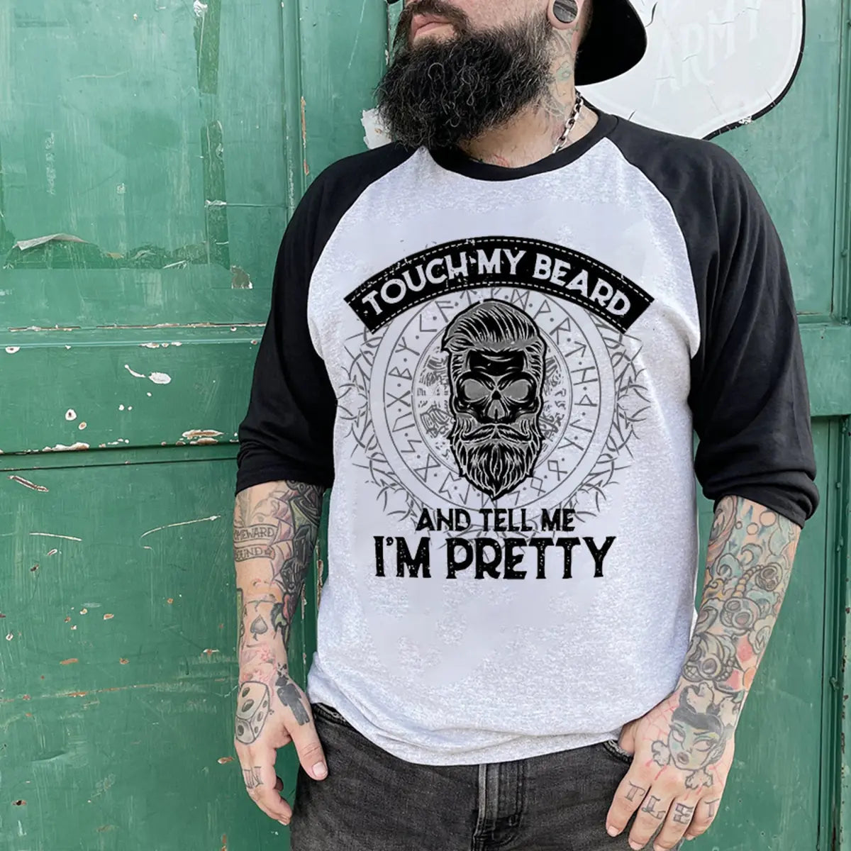 Touch My Beard And Tell Me I'm Pretty Printed Long Sleeve T-shirt