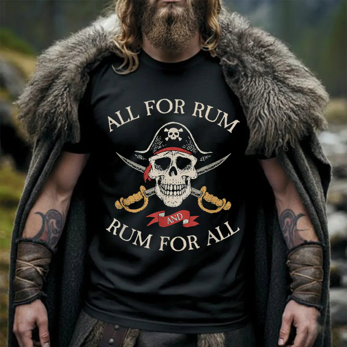 Viking All For Rum Rum For All Printed Men's T-shirt