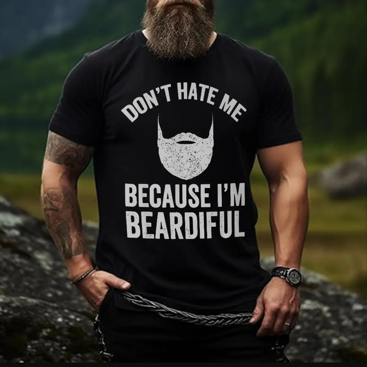 Viking Don't Hate Me Because I'm Beardiful Printed Men's T-shirt