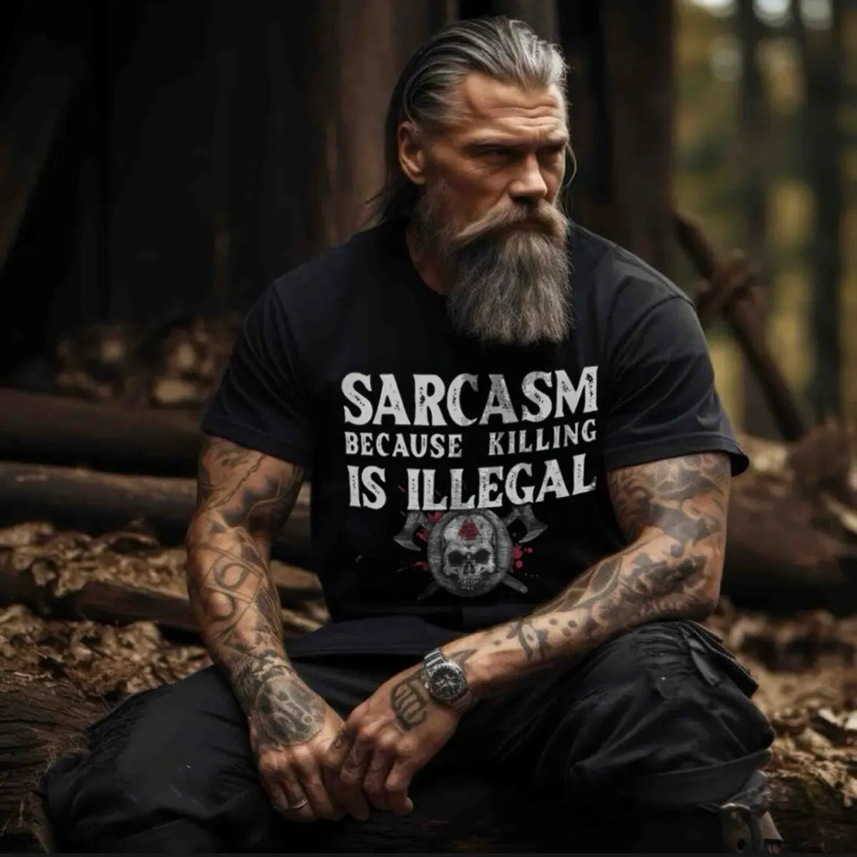 Viking Sarcasm Because Killing Is Illegal Printed Men's T-shirt