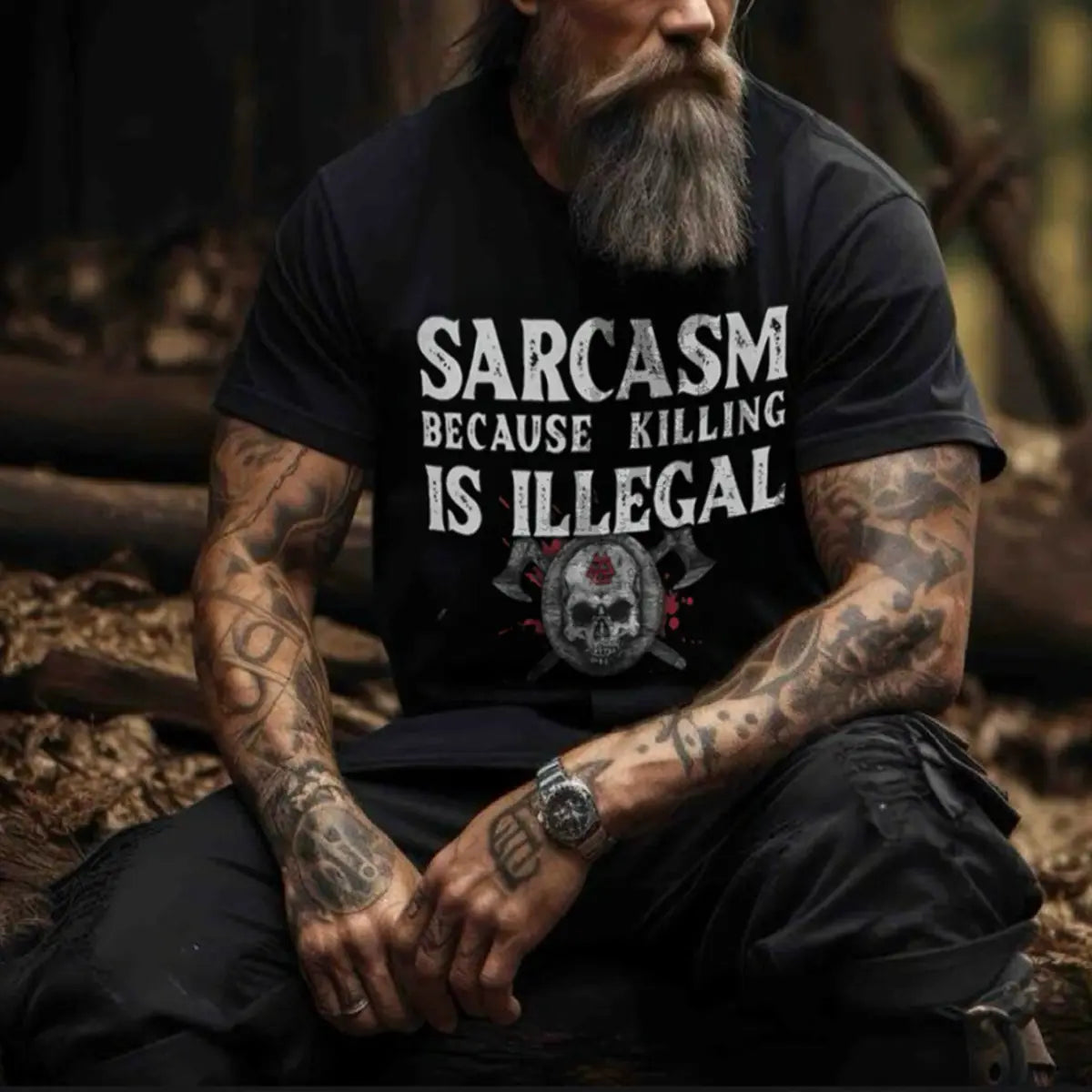 Viking Sarcasm Because Killing Is Illegal Printed Men's T-shirt