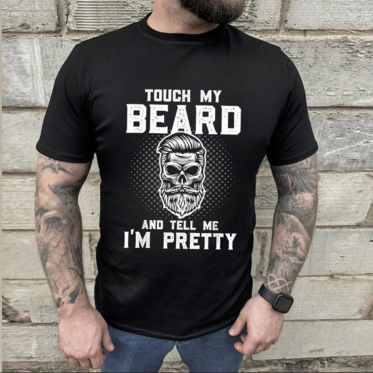 Viking Touch My Beard And Tell Me I'm Pretty  Printed Men's T-shirt