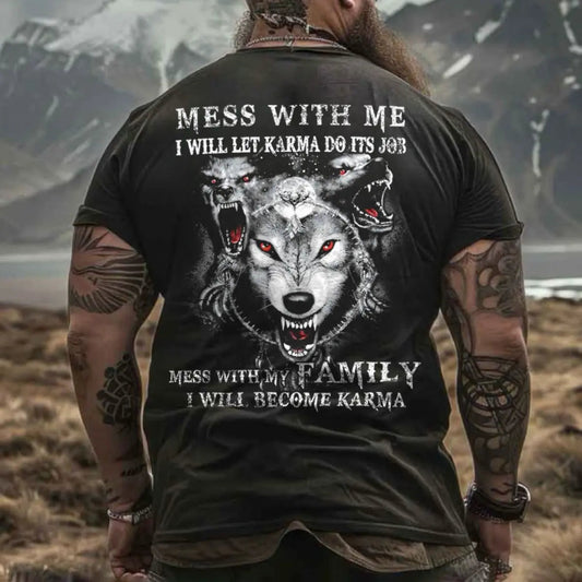 Viking Mess With Me I Will Let Karma Do Its Job Printed Men's T-shirt