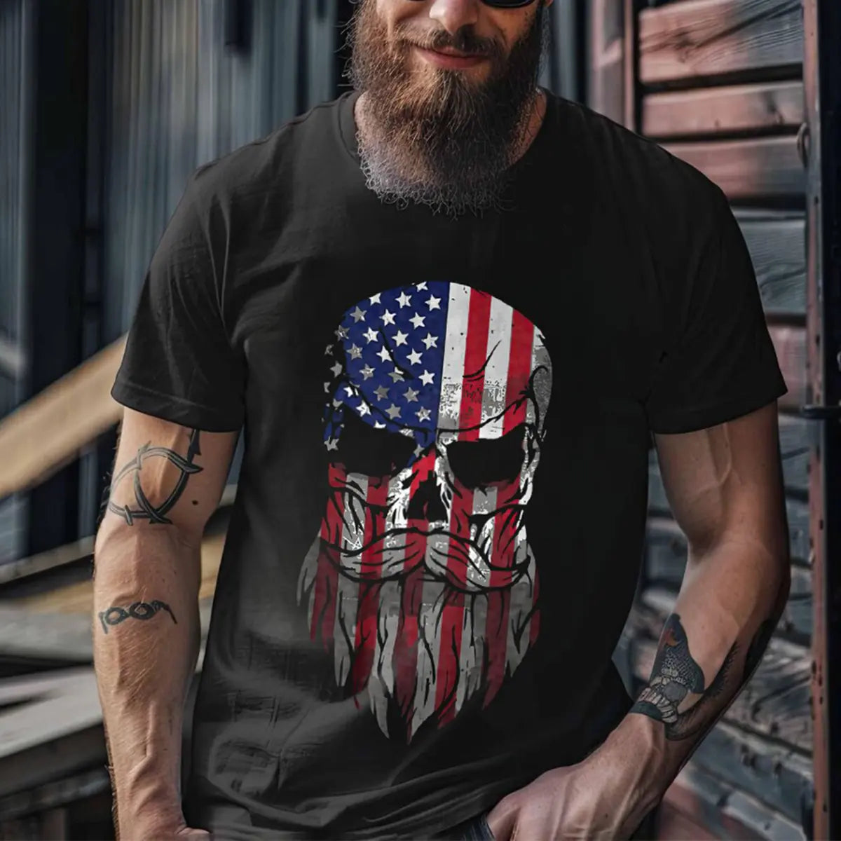 Viking American Bearded Man Printed Men's T-shirt