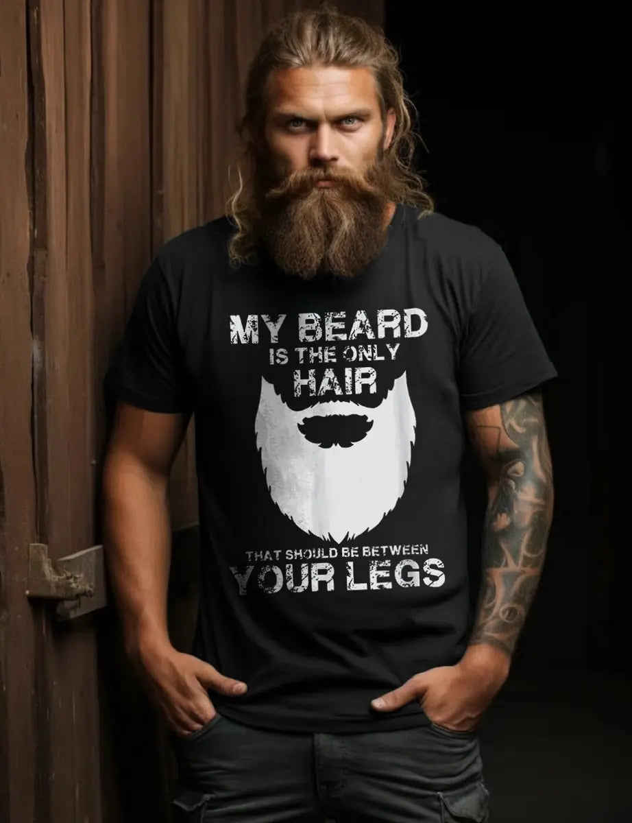 Viking My Beard Is The Only Hair Printed Men's T-shirt