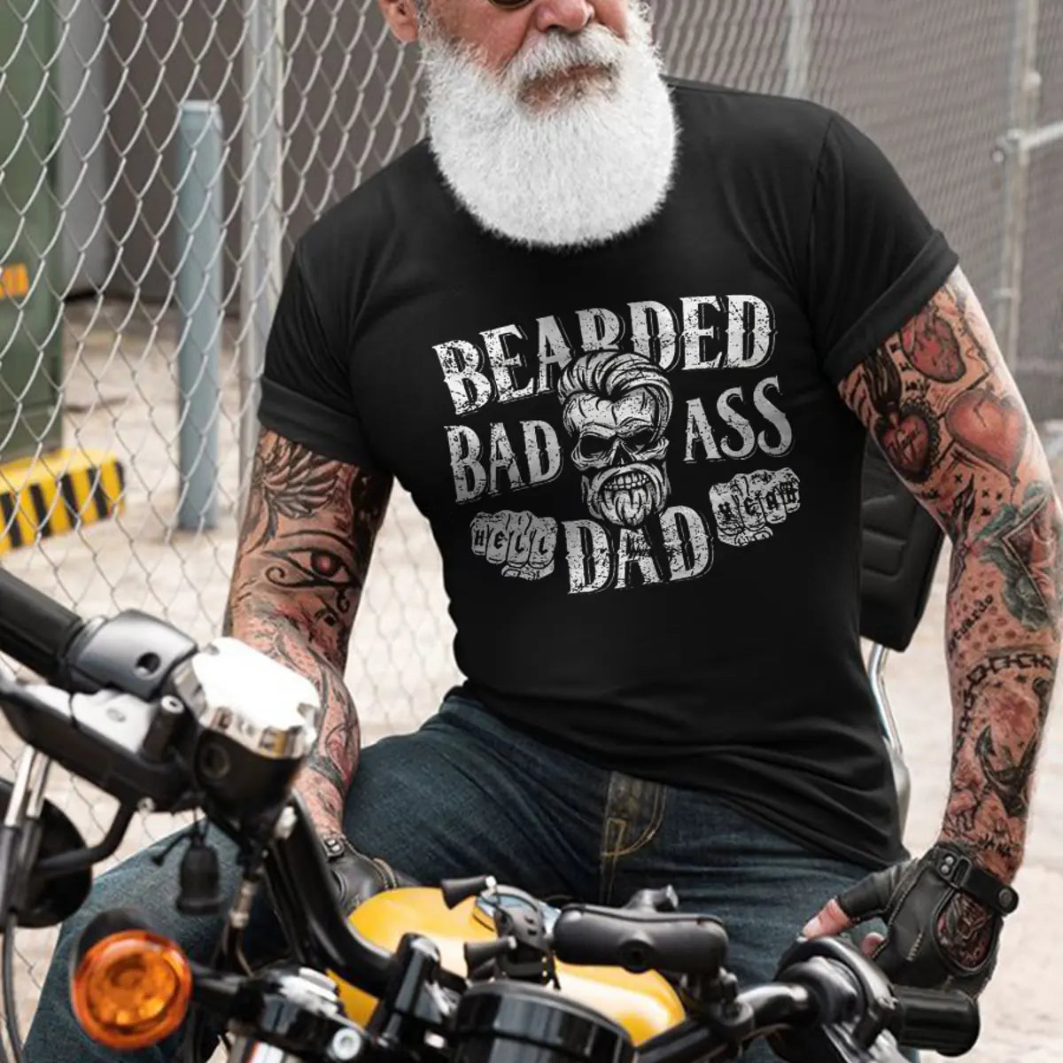 Viking Bearded Bad Ass Dad Printed Men's T-shirt