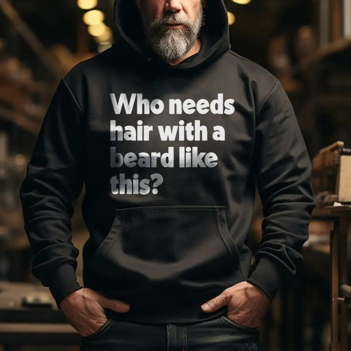 Viking Who Needs Hair With A Beard With This? Printed Men's Hoodie