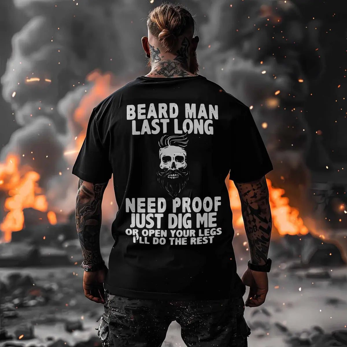 Viking Beard Man Last Long Need Proof Printed Men's T-shirt