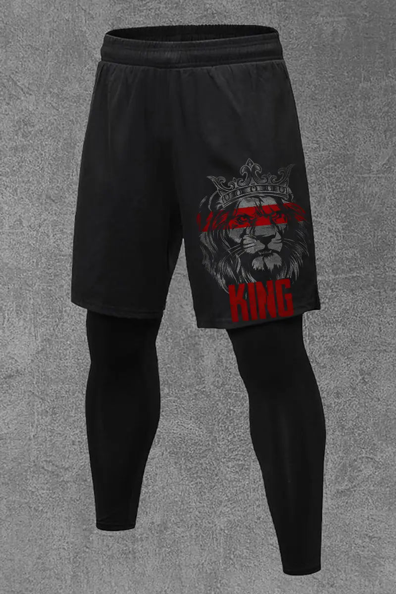 King Printed Men's All-In-One Fitness Leggings