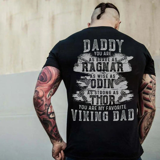 Viking Daddy Ragnar Odin Thor Viking Dad Printed Men's T-shirt