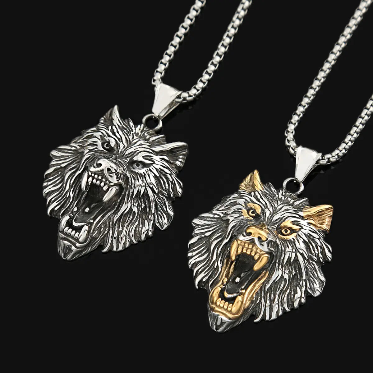 Domineering Personalized Viking Wolf Head Pendant Necklace