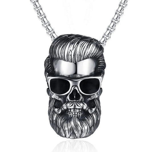 Beard Skull Pendant Necklace