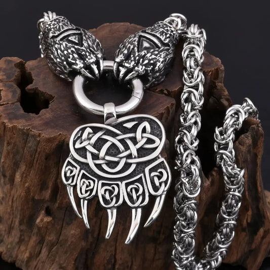 Viking Bully Wolf Paw Bear Claw Pendant Necklace