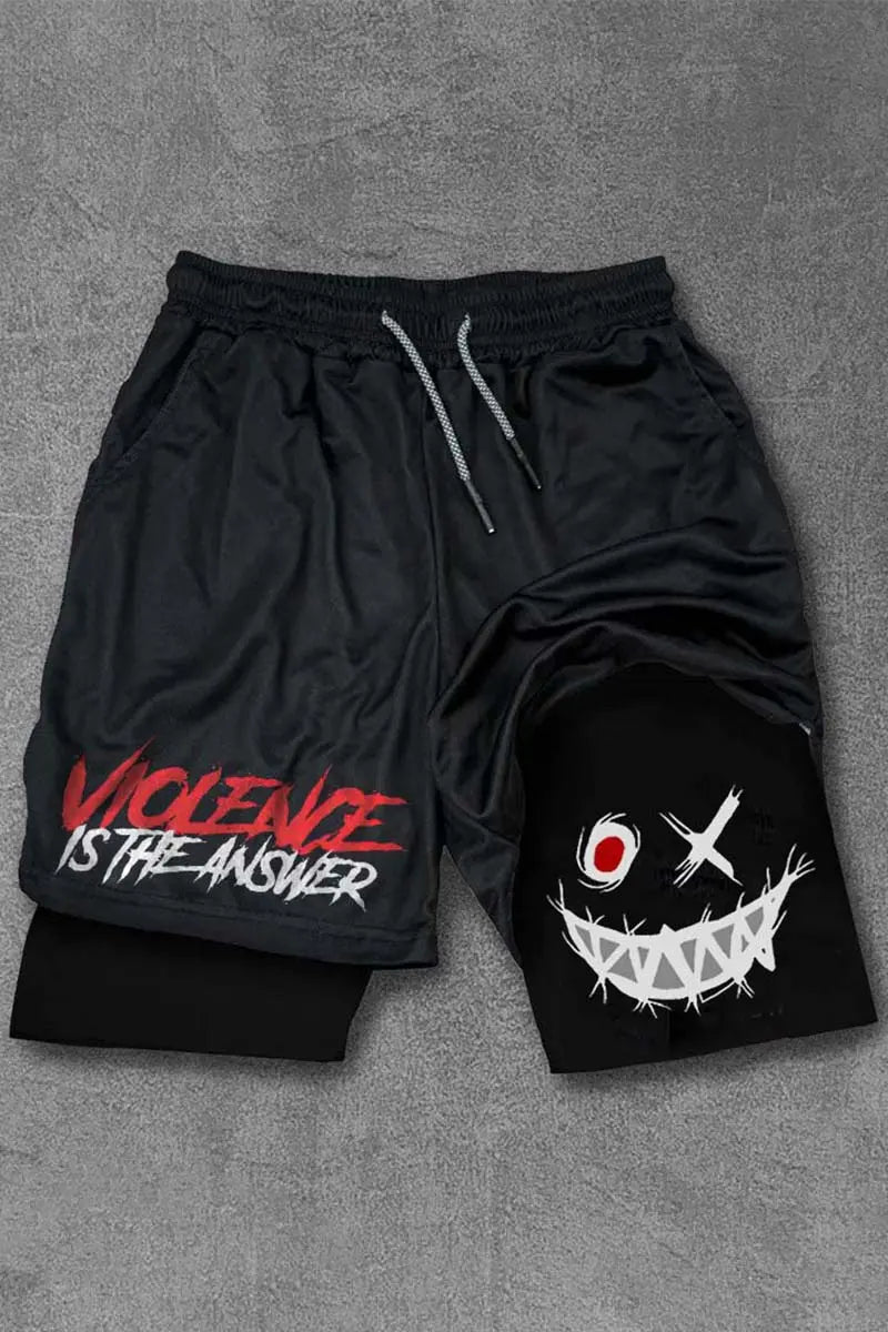 Violence Is The Answer Print Men's All-In-One Fitness Shorts