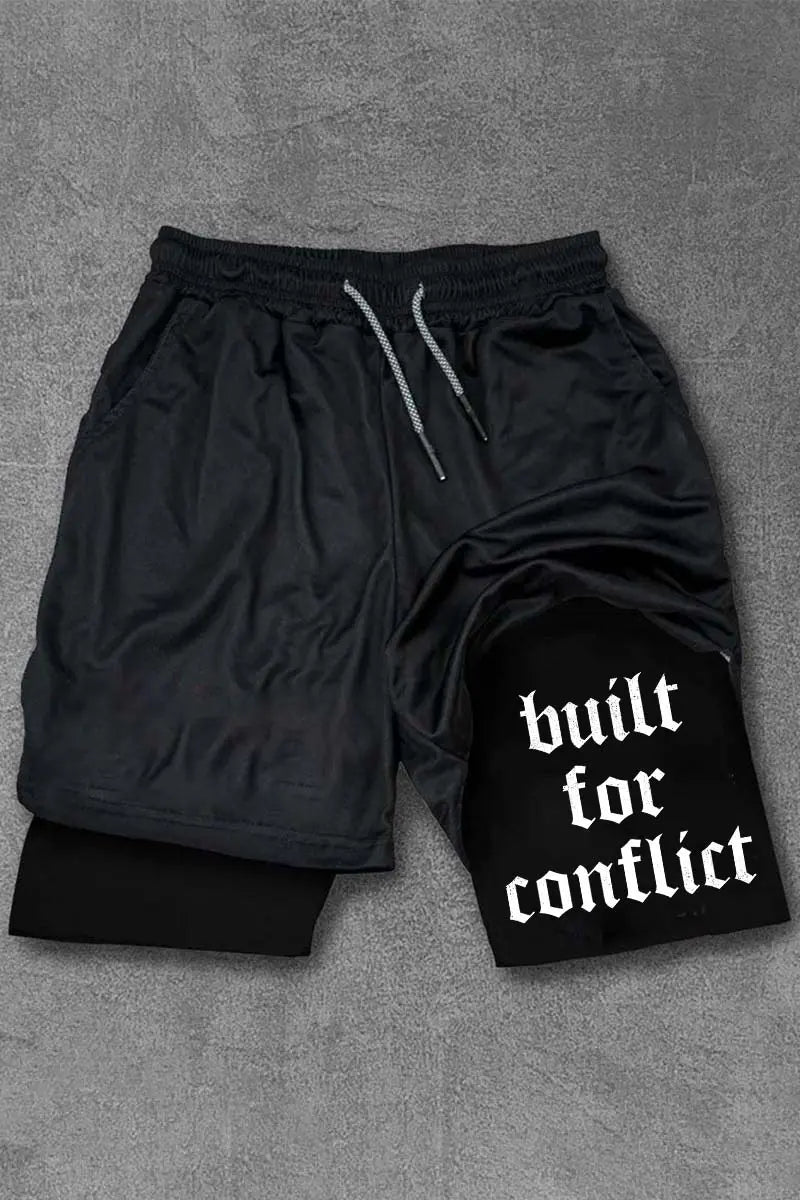 Built For Conflict Print Men's All-In-One Fitness Shorts