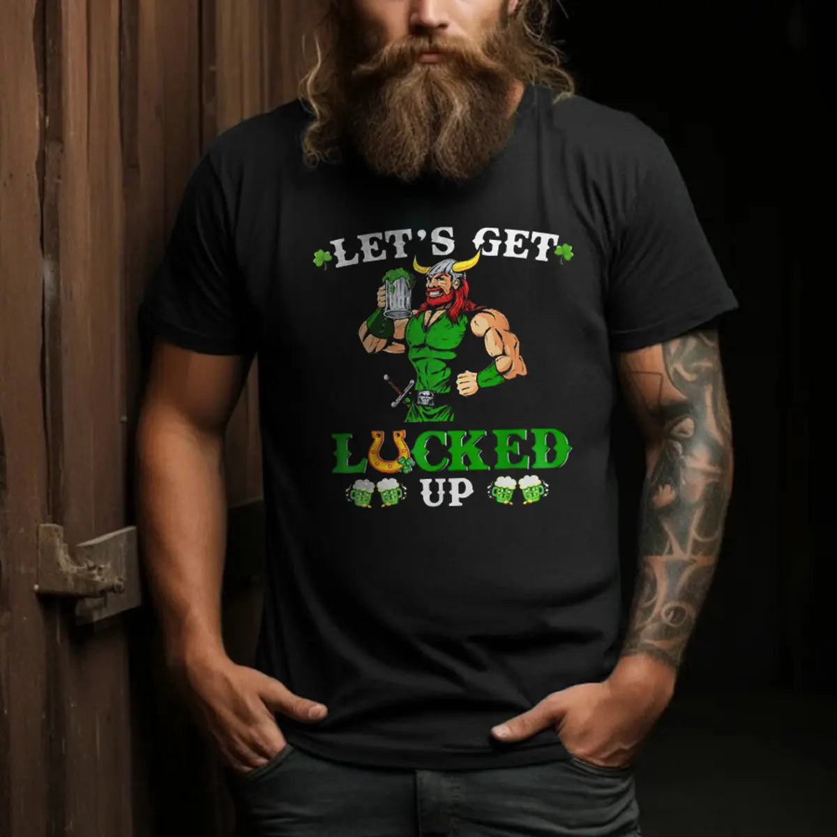 Viking Let's Get Lucked Up Printed Men's T-shirt