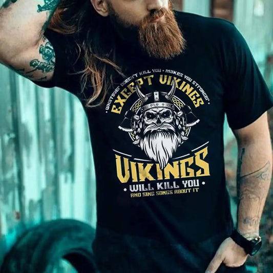 Viking Whatever Doesn't Kill You Makes You Stronger Printed Men's T-shirt