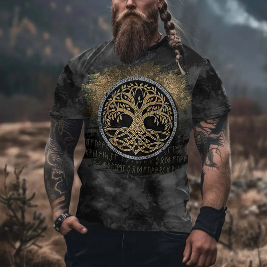 Viking Symbol Tree Printed Men's T-shirt