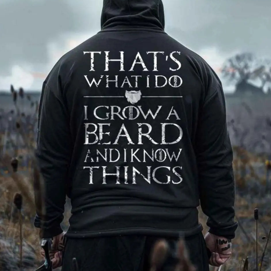 Viking That's What I Do I Grow A Beard Printed Men's Hoodie