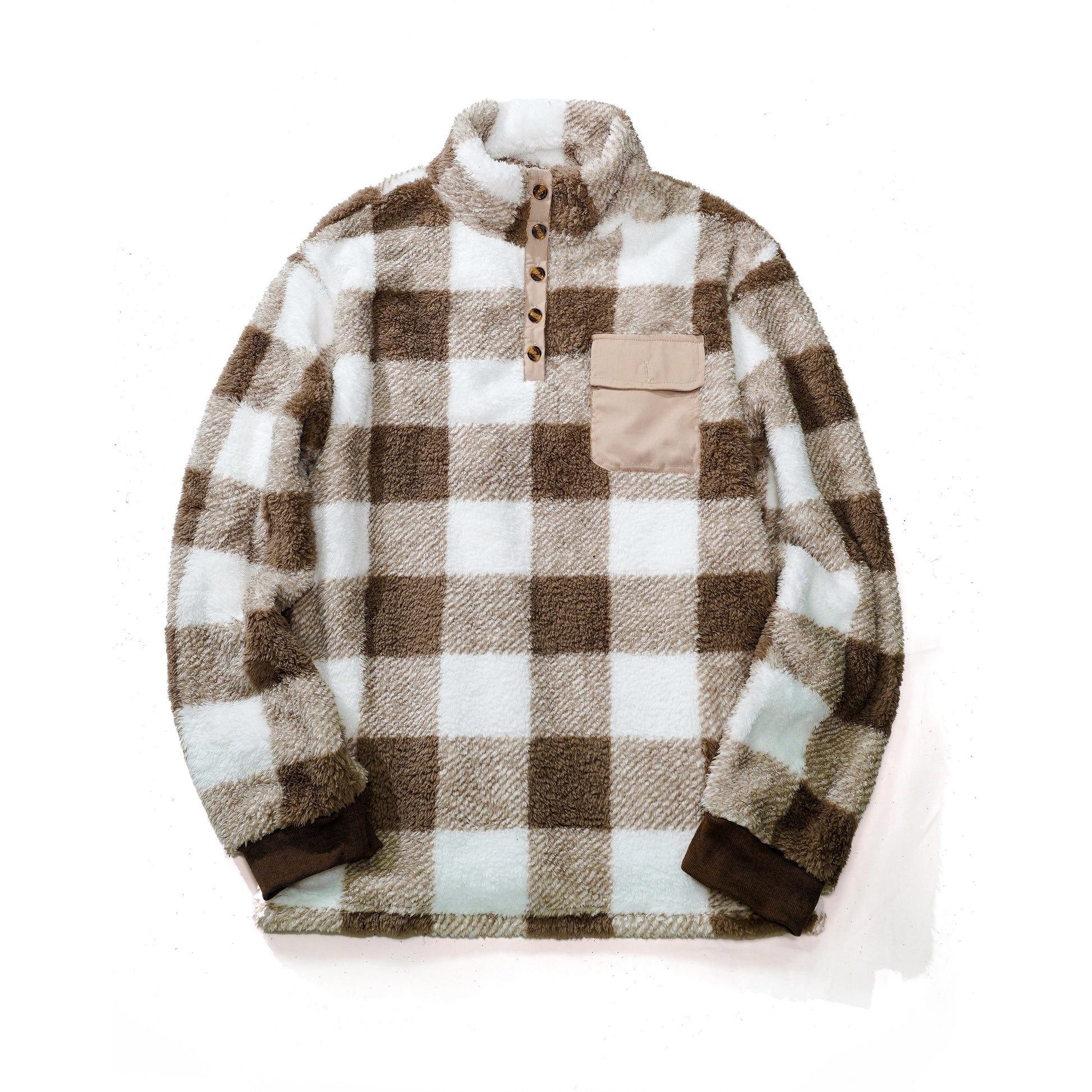 Casual Winter Plaid Pocket Men's Pullover Jacket